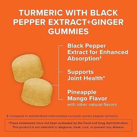 Turmeric & Ginger with Black Pepper Gummy, 550mg