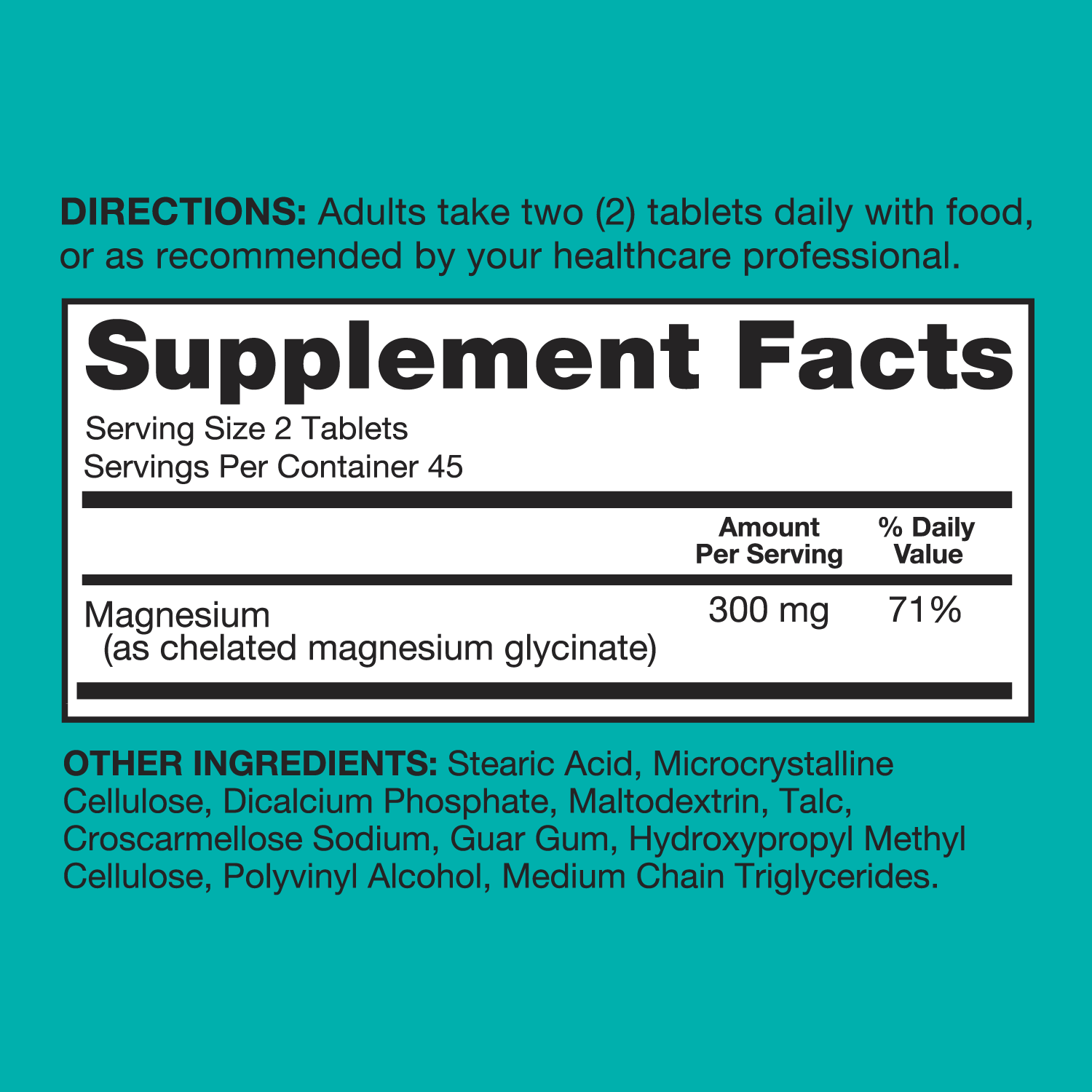 Magnesium Glycinate, 300mg