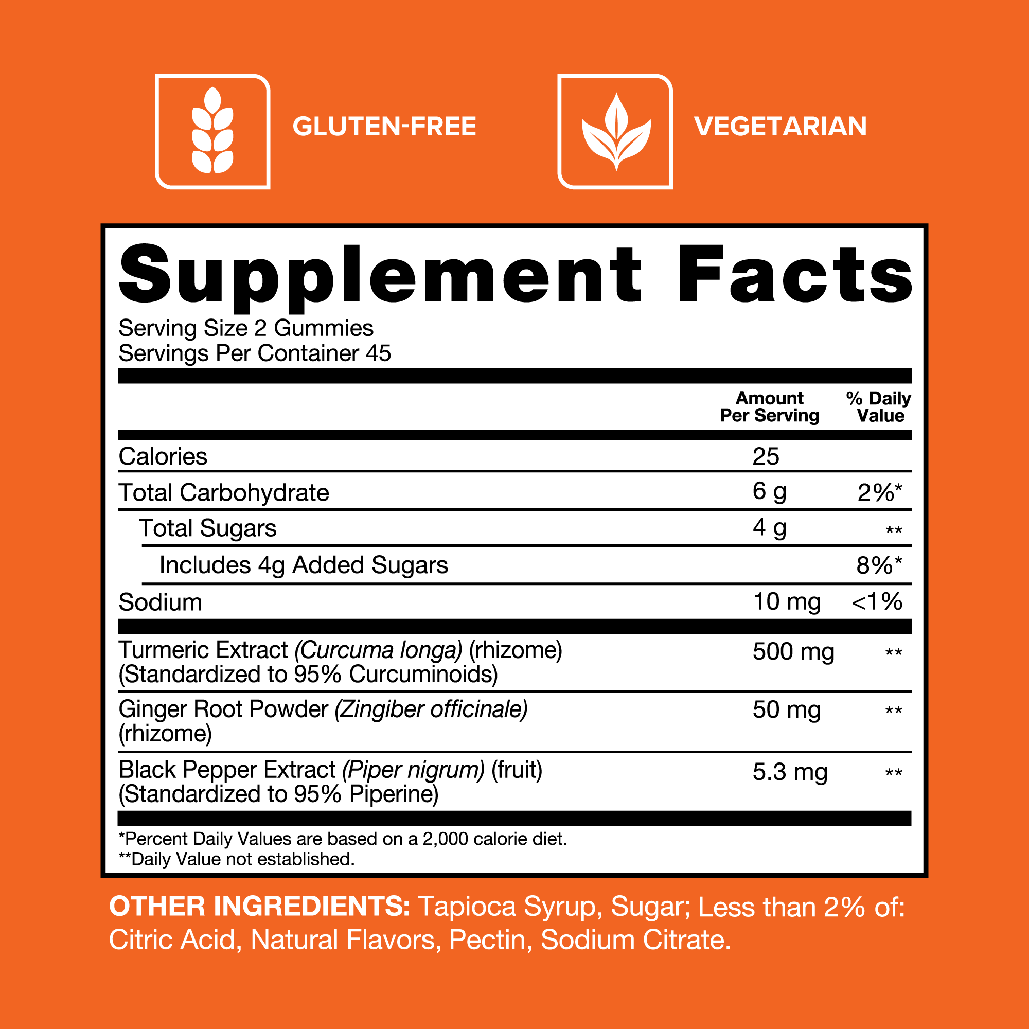 Turmeric + Ginger + Black Pepper Gummies, 550 mg, Pineapple Flavor