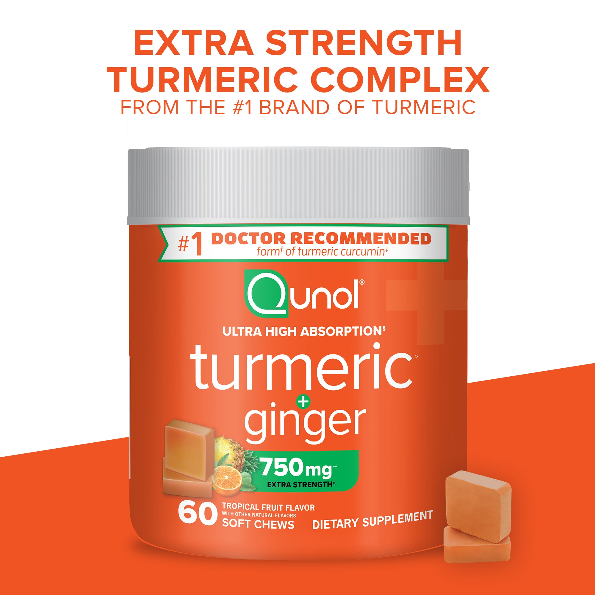 Turmeric + Ginger Chews, 750mg