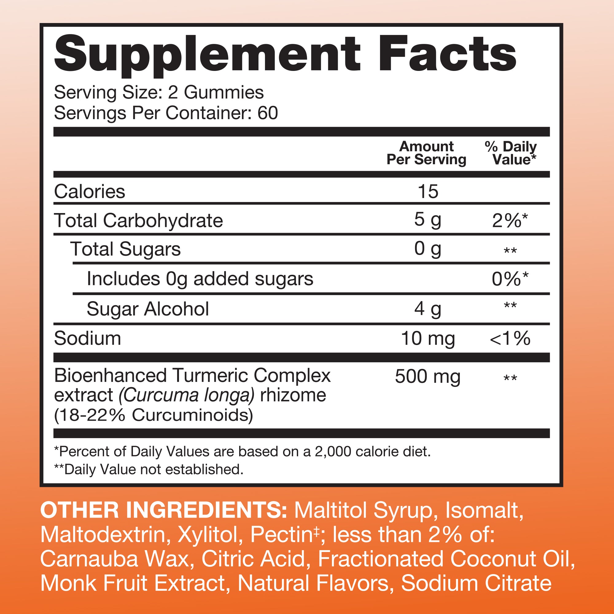 Turmeric Zero Sugar Gummies, 500mg