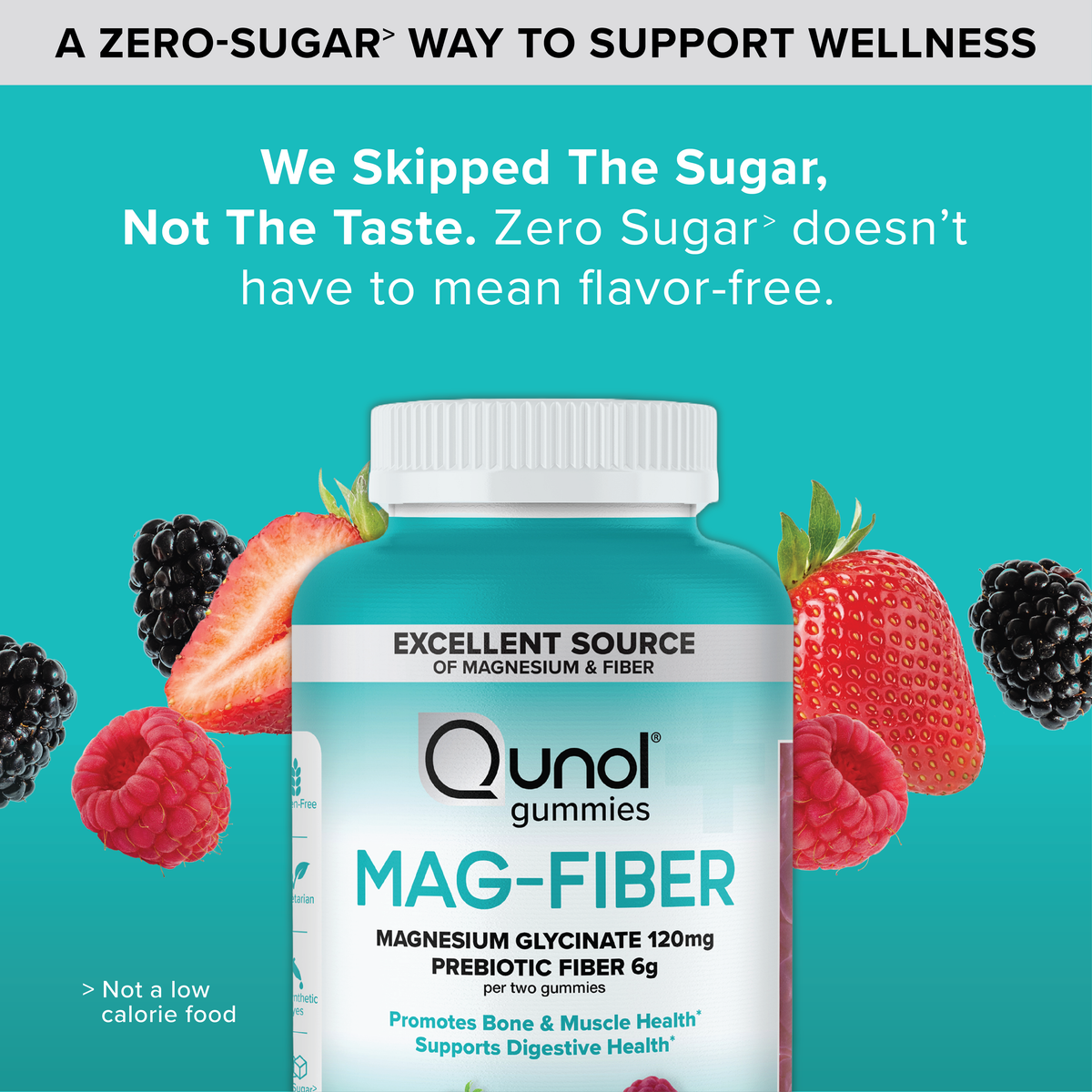 Magnesium Glycinate + Fiber Gummies, 120mg Magnesium, 6g Fiber
