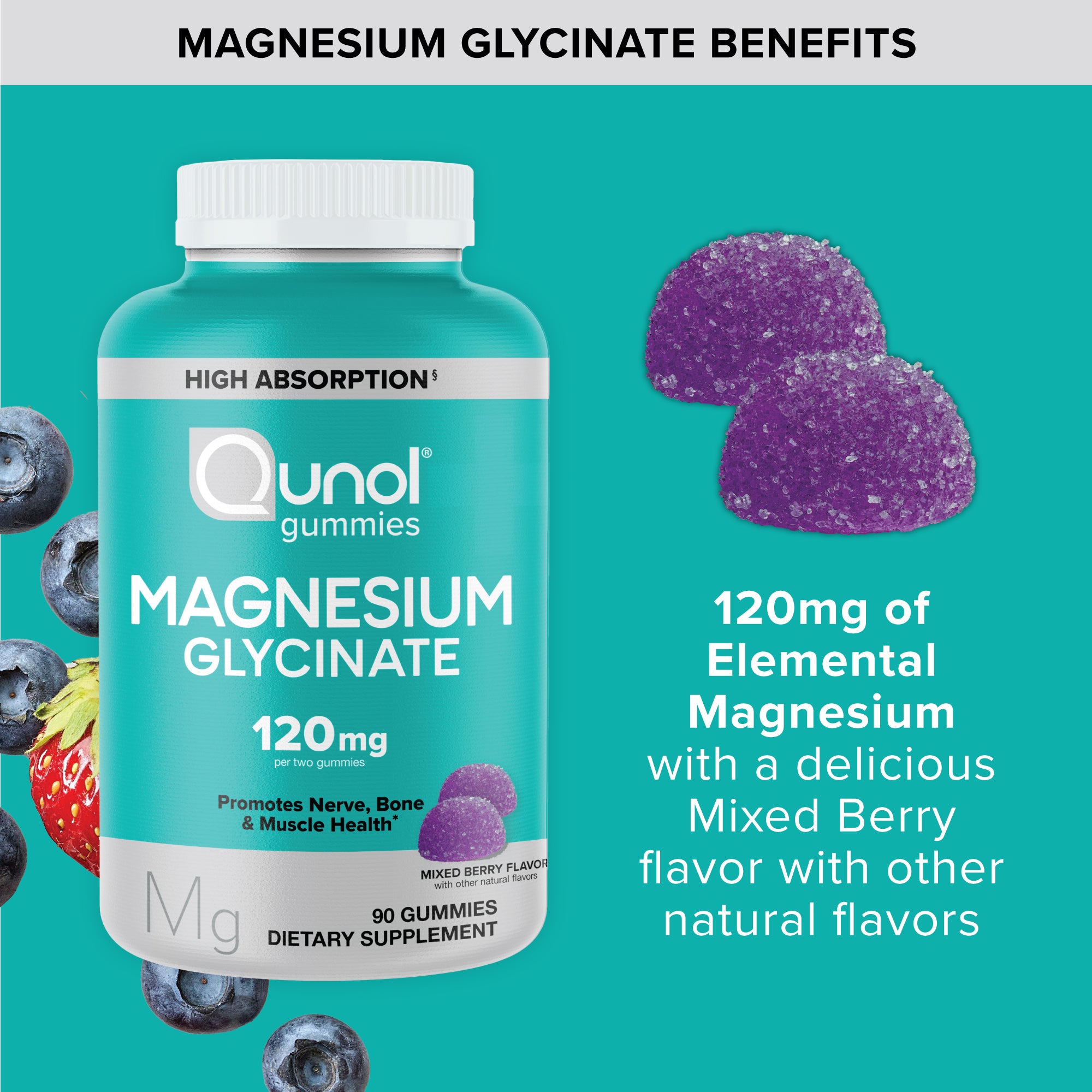 Magnesium Glycinate Gummies, 120mg
