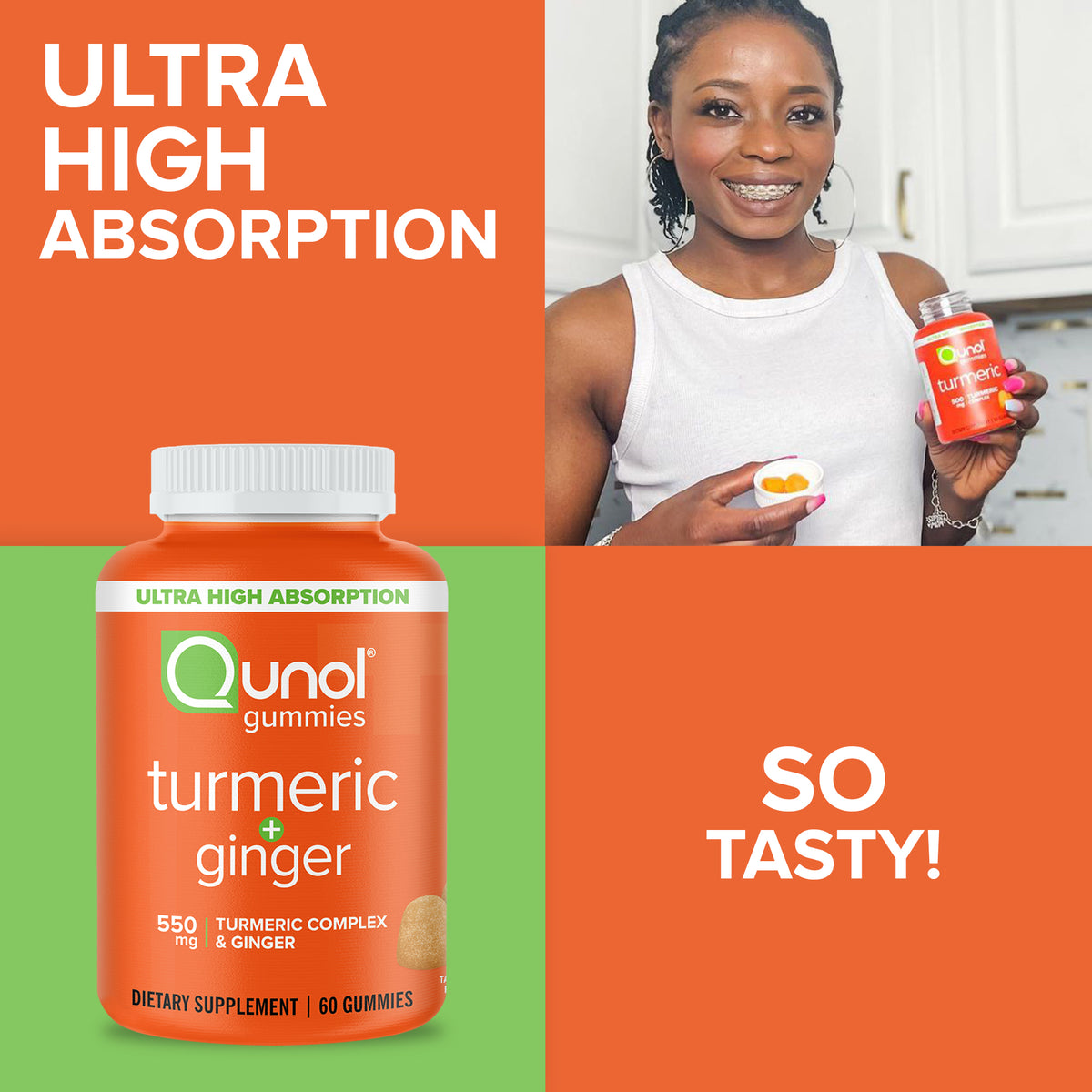 Turmeric + Ginger Gummies, 550mg | Qunol